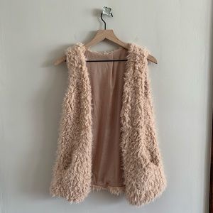 Light pink faux fur vest